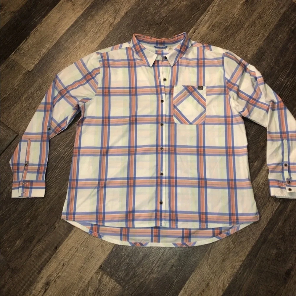 LL Bean Women’s SunMart Plaid Everyday Woven Shirt Long Sleeve Roll Tab XL